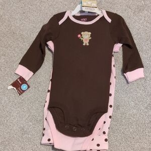 Carter's Brown and Pink Bodysuit Set with Cute Animal Design
